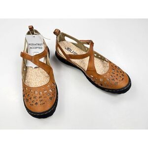 JBU Bellrose Mary Jane Flats Women‎ 6.5 NWT Memory Foam Floral Cutouts Brown
